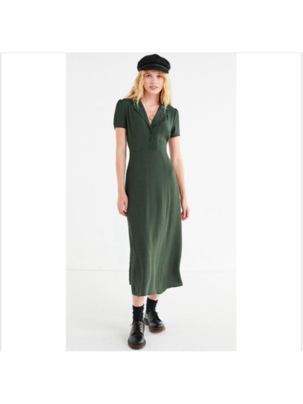 Urban Outfitters Green Short Sleeve Midi Dress XSP